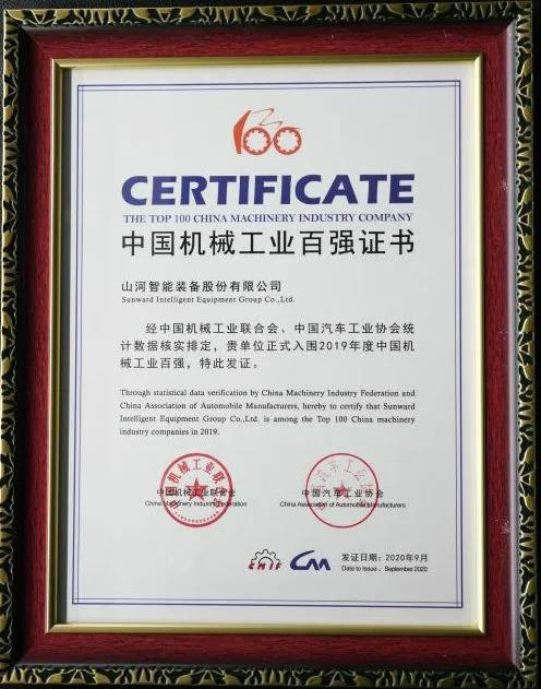 2019年中国机械工业百强宣布，米乐M6智能排名52位