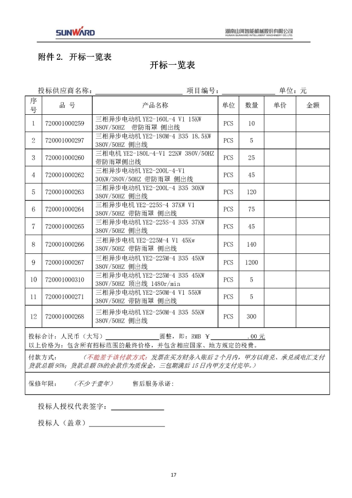 米乐M6三相异步电念头采购项目